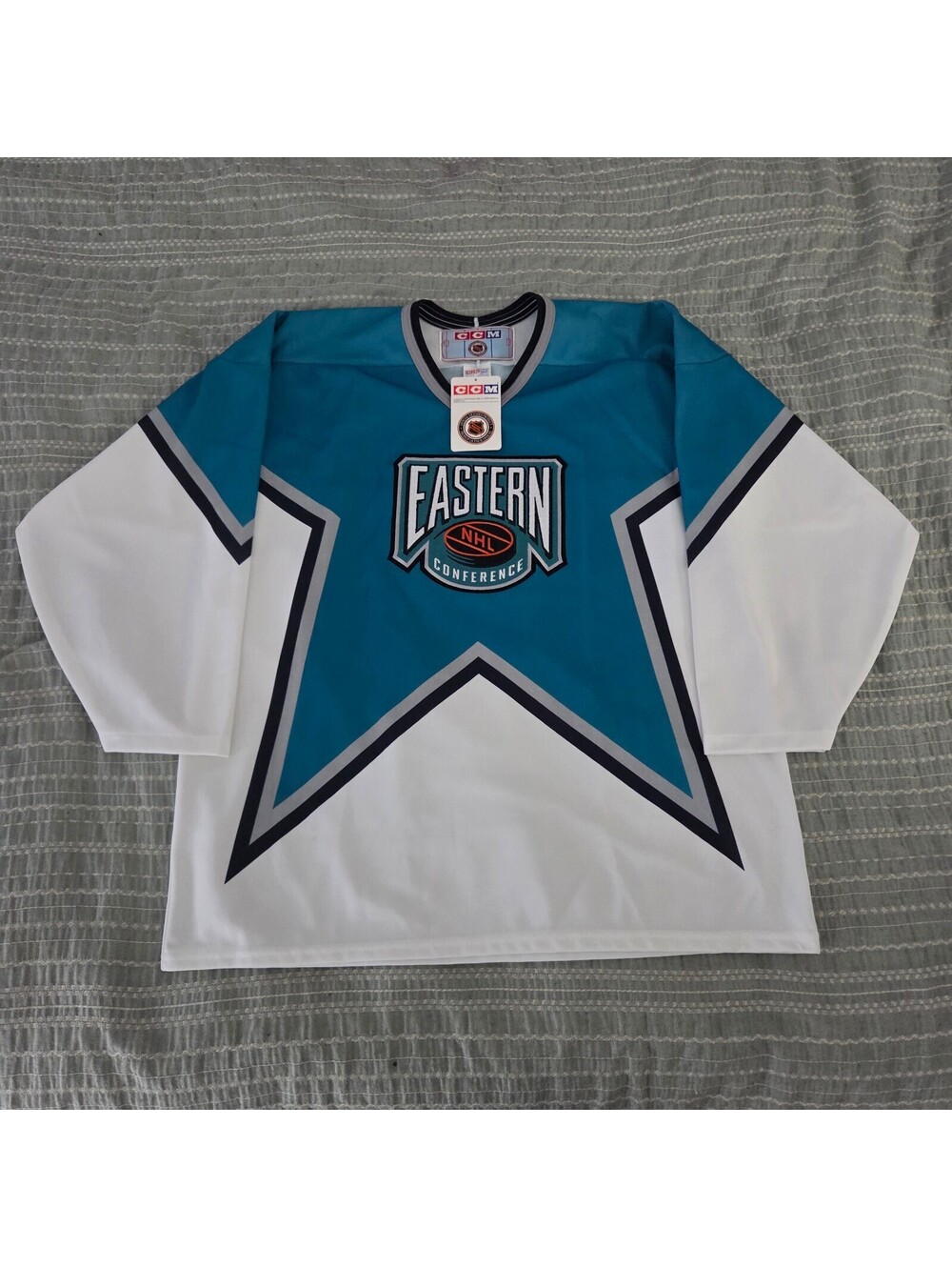 1995 CCM Eastern Conference All Star Hockey Jersey WhiteTeal